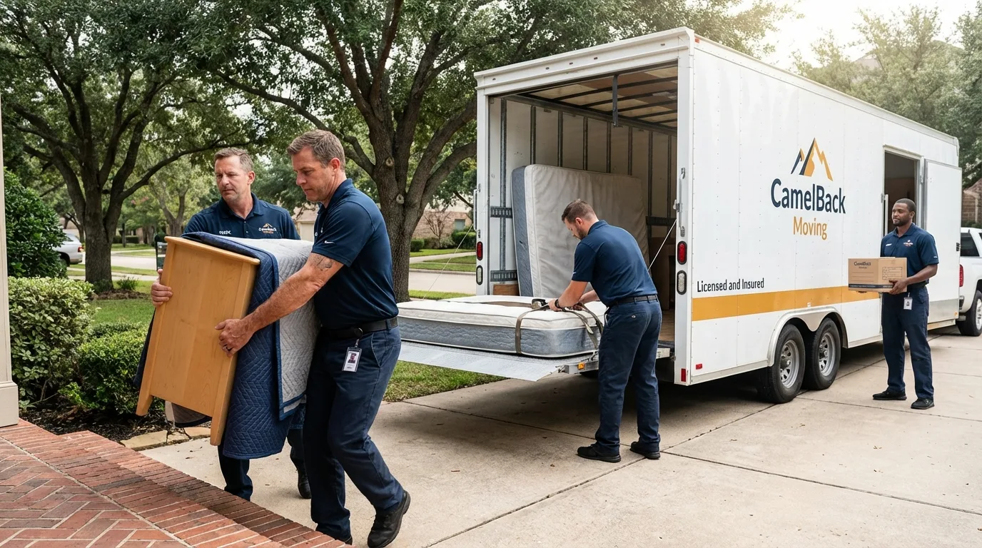 Crew loading residential truck for cross-state move from Senatobia, MS