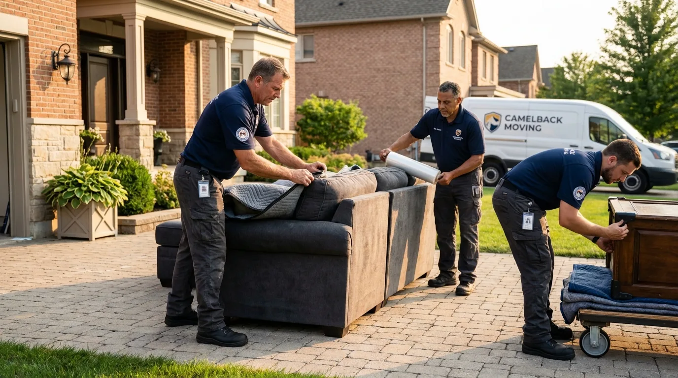Large estate moving crew wrapping furniture in Senatobia, MS